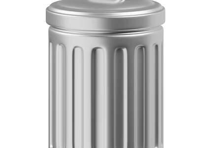 Elegant Metallic Trash Can With Striped Design And Secure Lid For Home Use 3d model