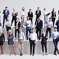 Modern multiplayer character combination business man woman 3d model