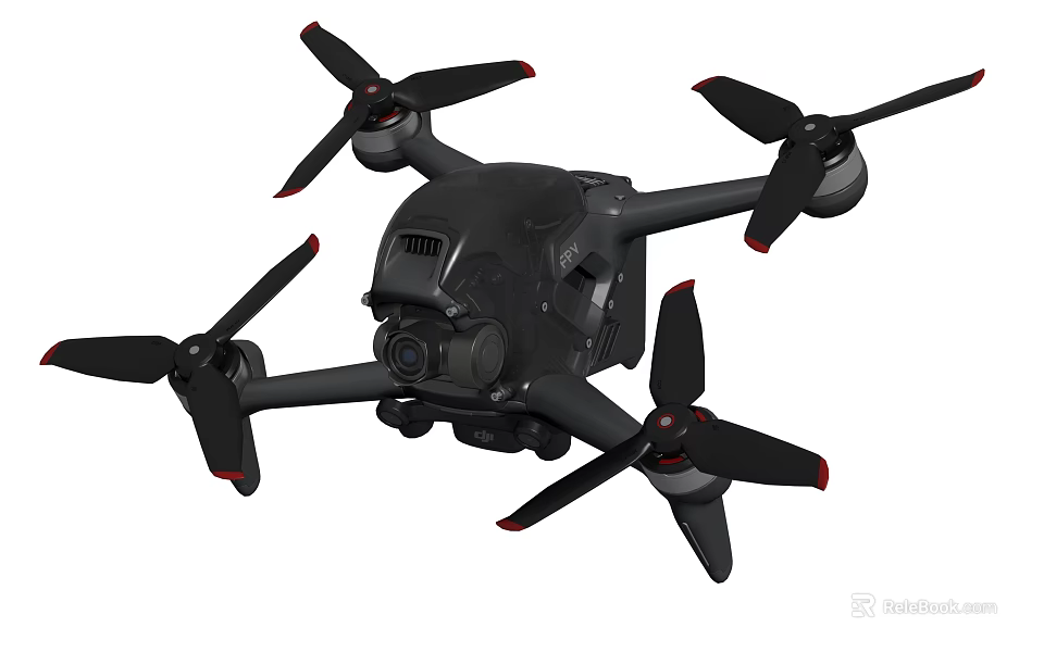 Advanced Black Drone With Camera And Red Edge Propellers For Aerial Use 3d model 