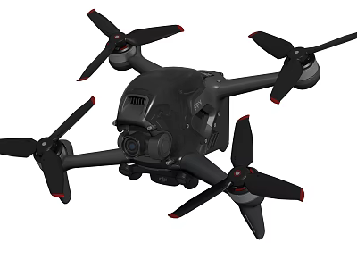 Advanced Black Drone With Camera And Red Edge Propellers For Aerial Use 3d model