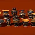 Decorative Black And Gold Greek Style Ceramic Vases And Bowls For Home