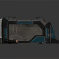 Sci Fi Mechanical Structure With Black Blue Metallic Control Panel And Hatch Door