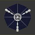 Cartoon Scene Of Spacecraft With Solar Panels And Mechanical Structure In