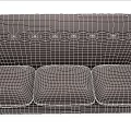 Three Seater Sofa in Dark Brown Upholstered Fabric with Button Tufted and Light Wooden Legs
