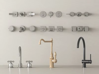 Modern faucet combination stainless steel faucet wall out faucet 3d model