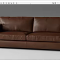 Brown Leather Two Seater Sofa with Classic Design and Sturdy Wooden Legs