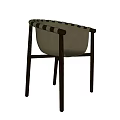 Modern Leather Dining Chair With Brown Seat Black Armrest Accents And Metal Legs