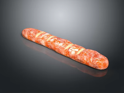 Freshly Baked Golden Orange Baguette with Diagonal Slits on Surface on Black Background 3d model