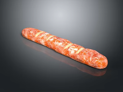 Freshly Baked Golden Orange Baguette with Diagonal Slits on Surface on Black Background 3d model