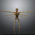 Fictional Multi Limb Creature Character with Yellow Red Color 3D Model Design