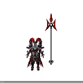 Armored Character With Phoenix Inspired Creature Elements Red Feathers Ornate Armor And Spear 3d model
