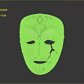 Decorative Metal And Wooden Mask With Carved Patterns Rivets And Cracked Design
