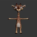 Cute Giraffe Doll 3D Model With Brown White Spots Big Blue Eyes And Outstretched Arms