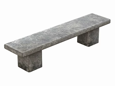 Gray Stone Bench With Simple Design Textured Surface And Sturdy Legs 3d model