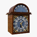 Vintage Wooden Mantel Clock With Blue Dial Roman Numerals And Golden Decorations