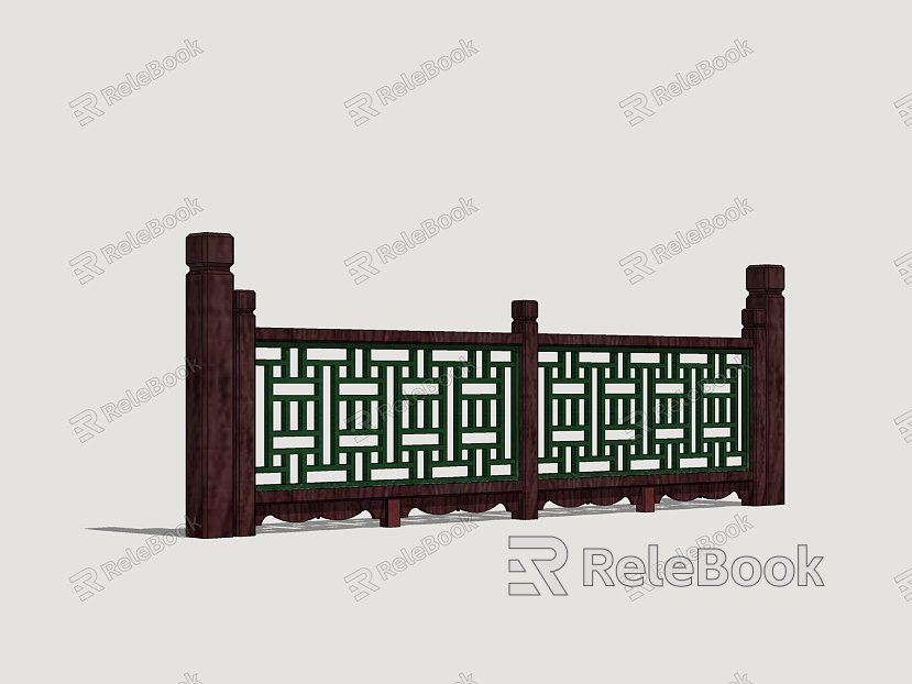 Commercial Railing Handrail Wooden Fence Shop Railing model