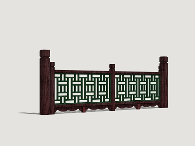 Commercial Railing Handrail Wooden Fence Shop Railing 3d model