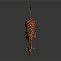 Game Movie Character 3D Giraffe with Reddish Brown Spots Standing on Gray Background with Reflection