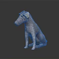 Dog Sculpture Crafted with Textured Material in Sitting Pose on Black Surface with Reflection 3d model