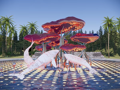 Modern City Sculpture of Marine Animals 3d model