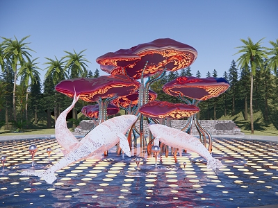 Modern City Sculpture of Marine Animals 3d model