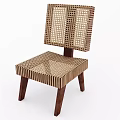 Stylish Modern Leisure Chair With Woven Backrest And Sleek Wooden Legs