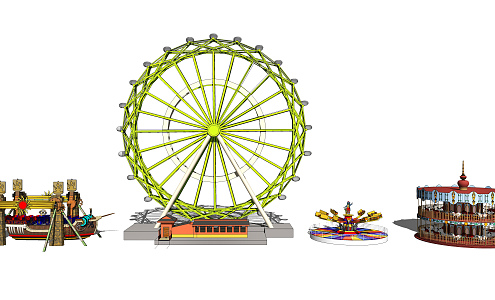 Modern Amusement Equipment Children's Amusement Facilities Ferris Wheel Carousel 3d model