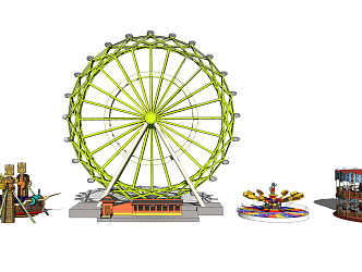 Modern Amusement Equipment Children's Amusement Facilities Ferris Wheel Carousel 3d model