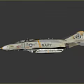 Detailed Navy Fighter Jet Model Featuring Gray White Yellow Blue Markings Cockpit And Missiles