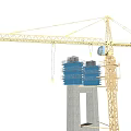 Construction Site With Tower Crane And Scaffolding On Building Under Construction 3d model
