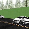 Covered Parking Lot With Green Roof Trees And White Cars At Fee Entrance
