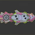 Pink And Green Cosmic Spacecraft Design With Sleek Structure And Cockpit Seats