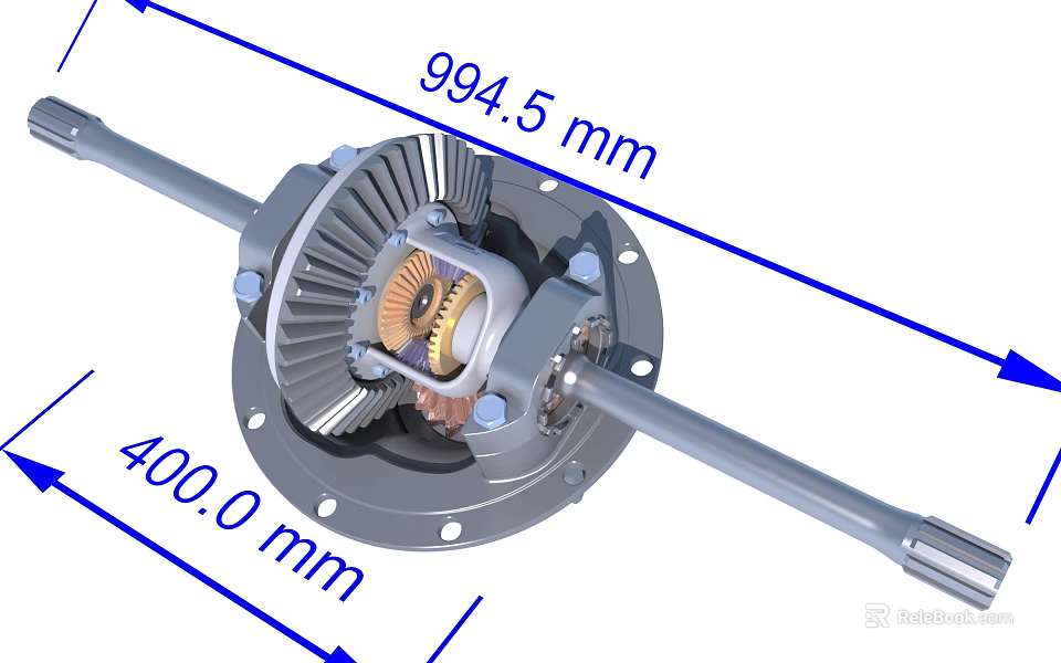 Industrial Equipment Gear Transmission System With Drive Shaft And Dimension Markings 3d model 
