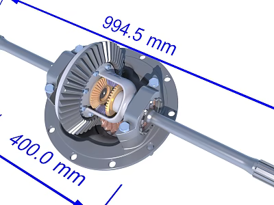 Industrial Equipment Gear Transmission System With Drive Shaft And Dimension Markings 3d model