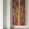 Modern Wooden Wall Decor With Natural Wood Grain And Illuminated Light Strip For Interior Decoration