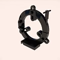 Black Mechanical Ring Clamp Bracket With Mounting Holes And Metal Structure 3d model