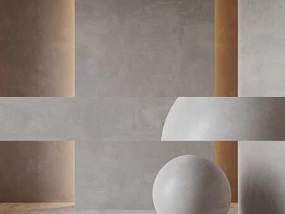 Contemporary Architectural Components Featuring Cylindrical Gray Brown Elements Flat Panels And Spherical Accent 3d model