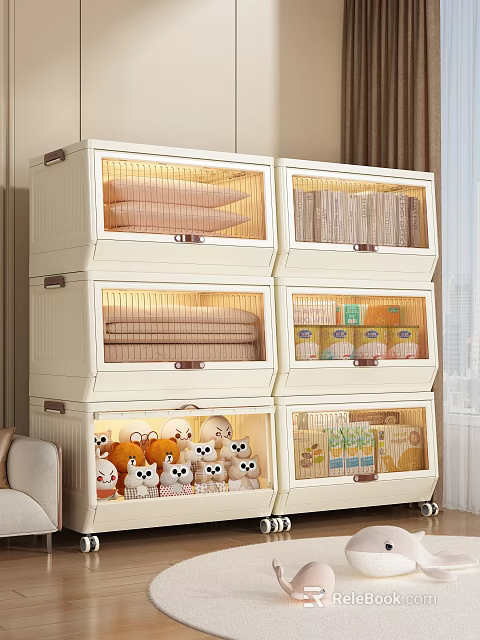 White Stackable Storage Boxes With Transparent Windows For Organizing Neatly Stored Clothes 3d model