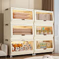 White Stackable Storage Boxes With Transparent Windows For Organizing Neatly Stored Clothes 3d model