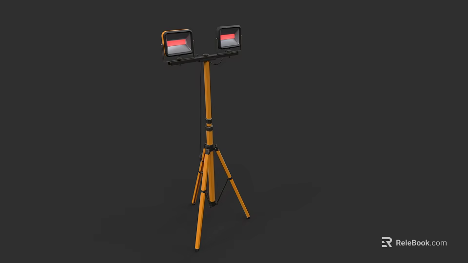 Commercial Equipment Tripod Mounted Dual Lighting Lamps For Industrial Use 3d model 