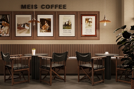 Qui Ji Milk Tea Shop Milk Tea Shop Dining Area Coffee Shop Dining Area Card Seat Table and Chair Milk Tea Shop Card Seat Area Industrial Style Tea Restaurant 3d model