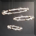 Modern Spiral Chandelier with Transparent Glass Balls Golden Accents Hanging Illuminated Design