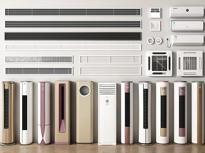 Various Types of Air Conditioners and Fans Displayed 3d model