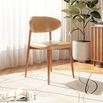 Nordic Log Dining Chair Leisure Chair Book Chair 3d model