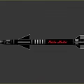 Military Rocket Weapon With Black Body Red Tip And Tail Fins Design