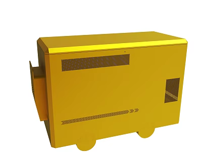 Yellow Portable Industrial Equipment With Wheels Ventilation Grilles And Directional Arrows 3d model
