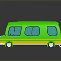 Kids Colorful Green Toy Bus With Yellow Stripes And Blue Windows