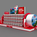 Red Megaphone Shaped Display Stand With Bottled Natural Drinking Water 3d model