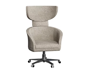 Light Gray Fabric Office Chair With High Back Curved Armrests And Metal Base Wheels 3d model