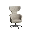 Light Gray Fabric Office Chair With High Back Curved Armrests And Metal Base Wheels
